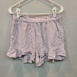 Hollister Shorts Womens Medium Purple Gingham Cottagecore Ruffles Plaid
